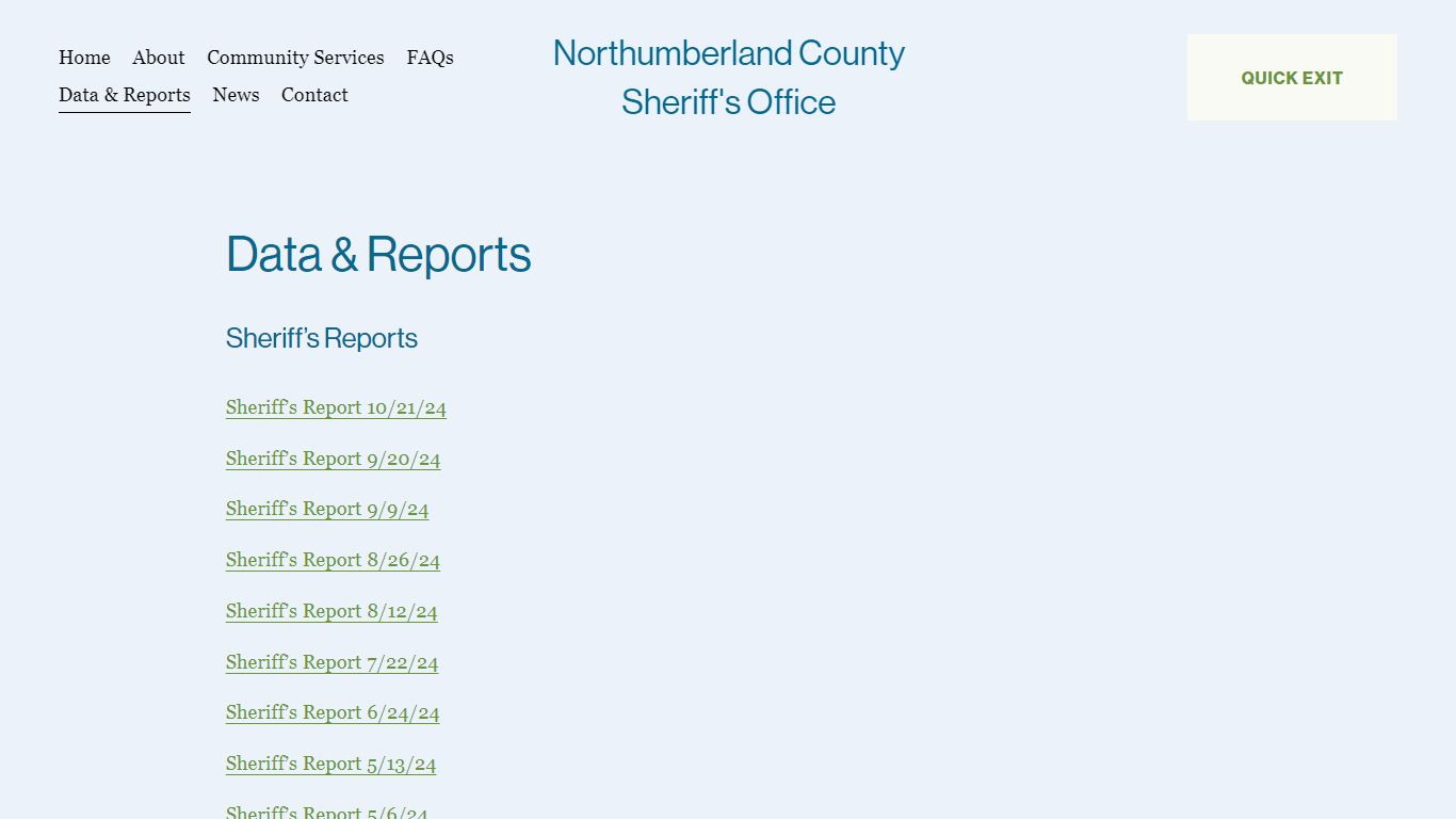 Data & Reports - Northumberland County Sheriff's Office